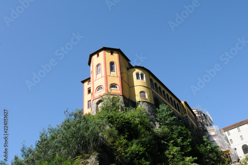 The Monastry Santa Caterina del Sasso on Mount Carcada above Lake Maggiore