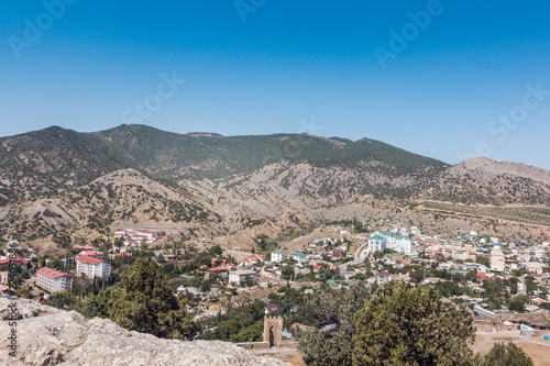 Russia, the Crimea, the City of Sudak at the foot of the mountain