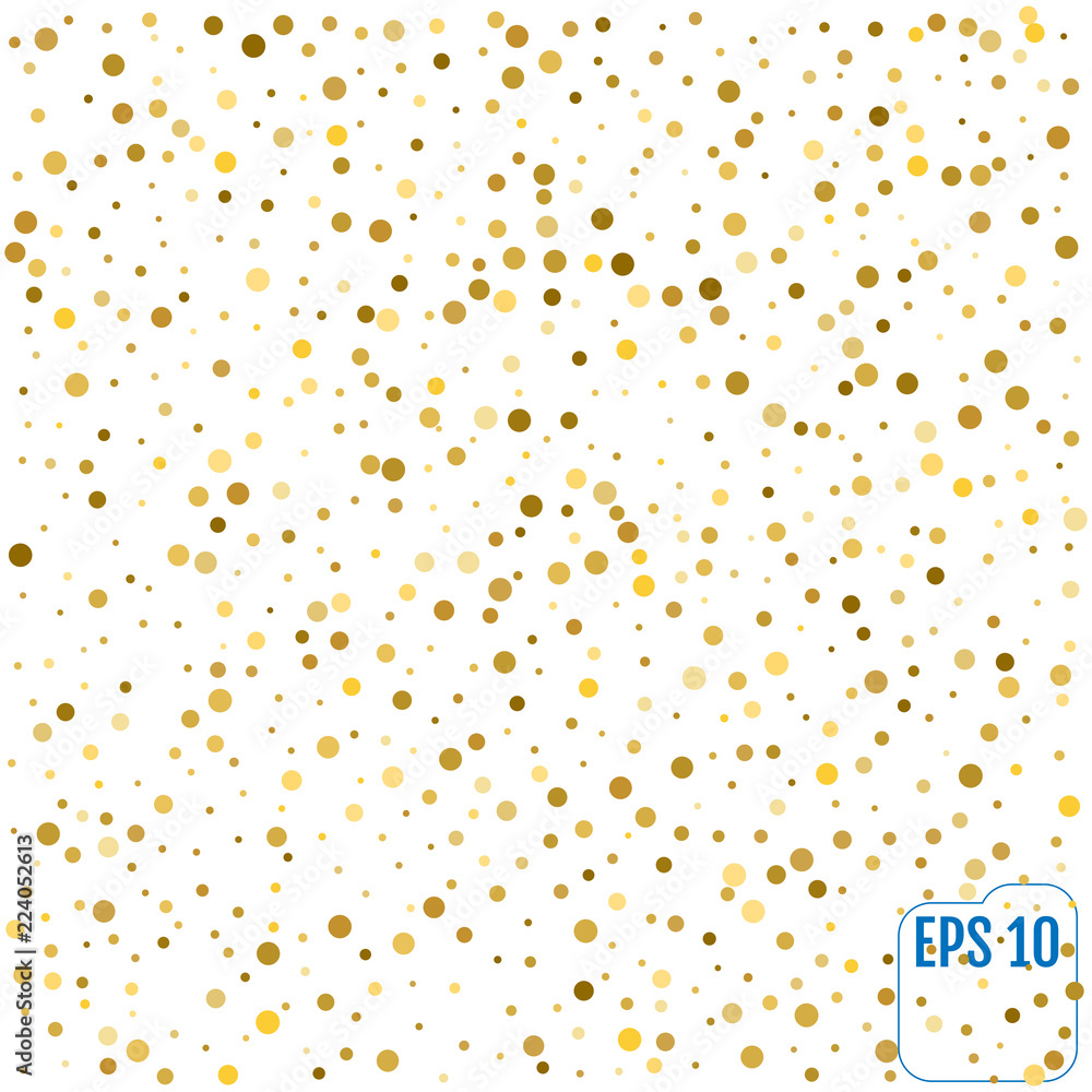 Gold glitter background polka dot, vector illustration