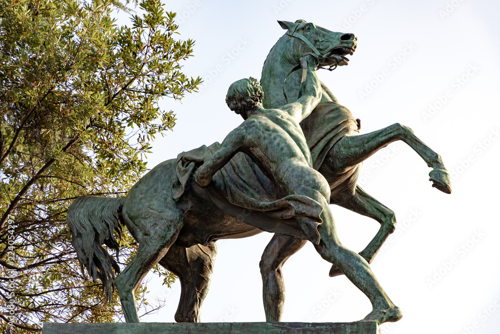 Fototapeta premium Bronze Horses in Naples, Italy