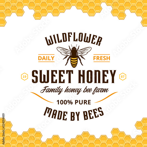 Vector honey vintage logo