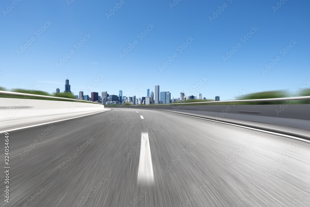 Fototapeta premium empty highway through modern city