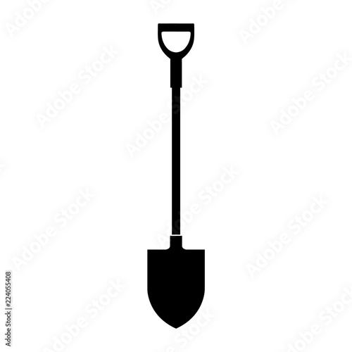 Shovel icon, silhouette, logo on white background