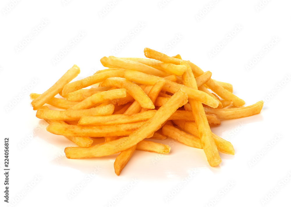 pile of french fries on a white background pile of french fries on a white background