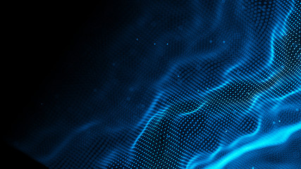 Data technology background. Abstract background. Connecting dots and lines on dark background. 3D rendering. 4k.
