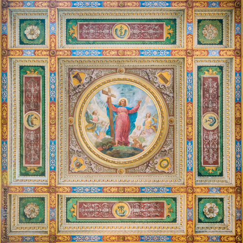 Jesus fresco in the ceiling of the Church of the Suore Missionarie di Ges   Eterno Sacerdote  in Rome  Italy.