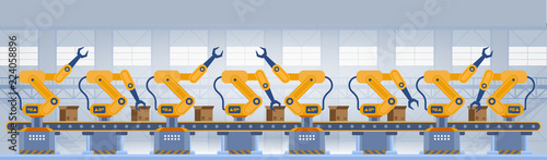 Industry 4.0 Smart factory concept. Technology vector illustration