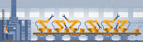 Industry 4.0 Smart factory concept. Technology vector illustration