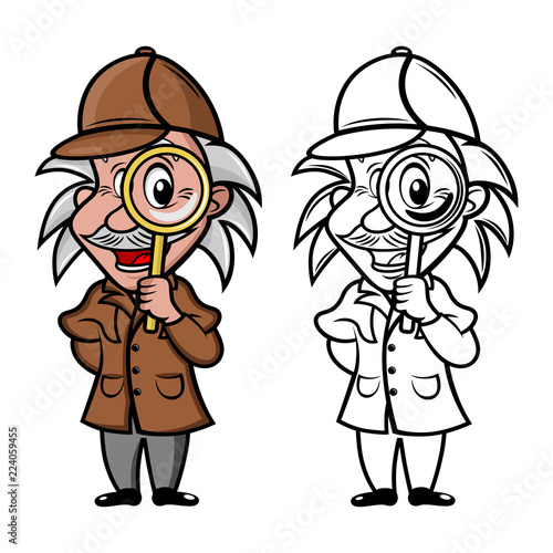 mascot detective with magnifier