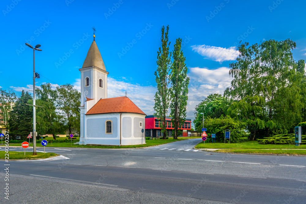 Church Krizevci old town. / Scenic view at picturesque scenery in Krizevci town, Northern Croatia travel places. Church Krizevci old town. / Scenic view at picturesque scenery in Krizevci town, Northern Croatia travel places.