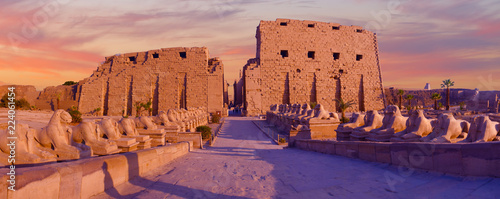 Karnak Temple, The ruins of the temple, Embossed hieroglyphs on the wall photo