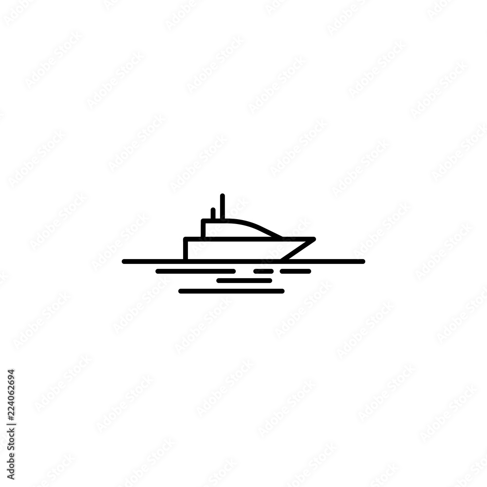 yacht in sea icon. Element of landscape icon for mobile concept and web apps. Thin line yacht in sea icon can be used for web and mobile