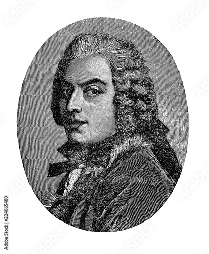 Vintage portrait of Count Francesco Algarotti (1712-1764), Venetian philosopher, poet, essayist, anglophile, art critic and art collector