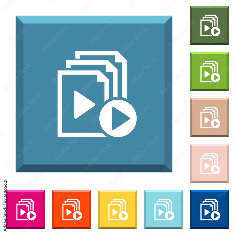 Start playlist white icons on edged square buttons Start playlist white icons on edged square buttons