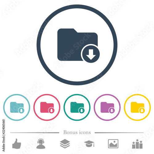 Move down directory flat color icons in round outlines