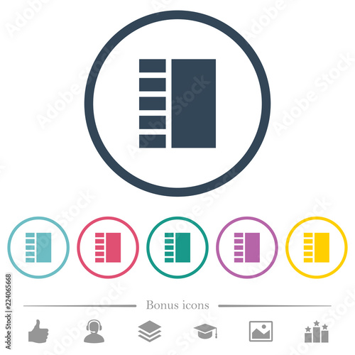 Vertical tabbed layout flat color icons in round outlines