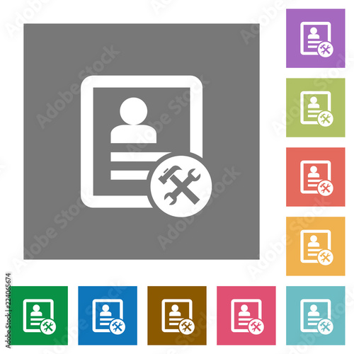 Contact tools square flat icons
