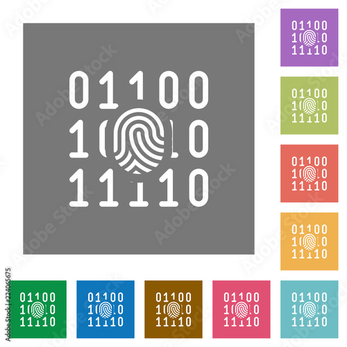 Digital fingerprint square flat icons