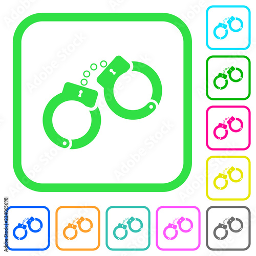 Handcuffs vivid colored flat icons