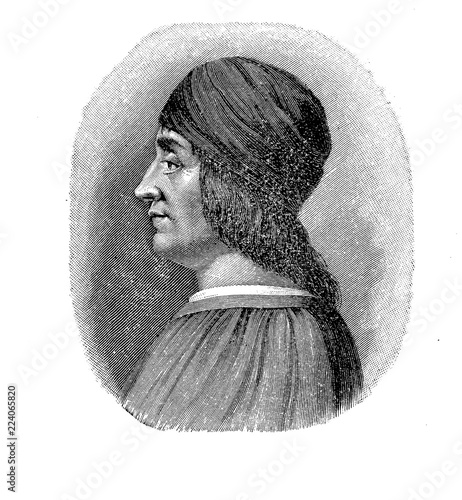 Vintage engraving of  Matteo Maria Boiardo (1440-1494), Italian Renaissance poet and scholar photo