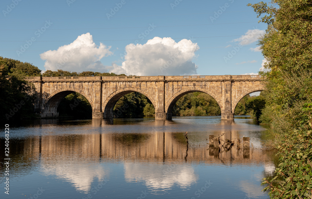 Fototapeta premium Lune Aqueduct - Bridge over Water with Bird