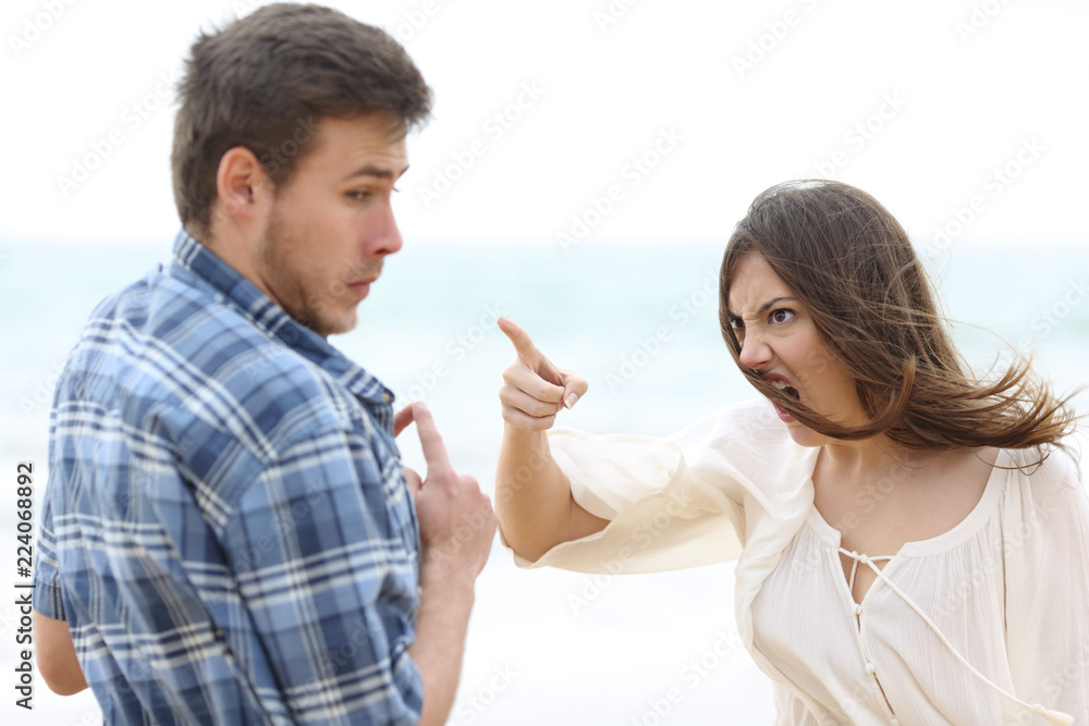 Crazy girlfriend scolding her boyfriend Crazy girlfriend scolding her boyfriend