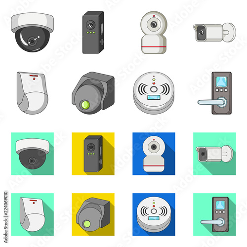 Vector illustration of cctv and camera icon. Set of cctv and system stock vector illustration.