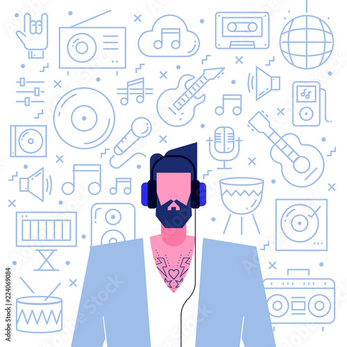 Line music icons set 3