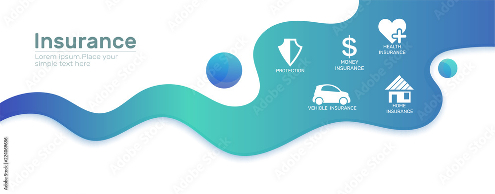 Insurance web banner.Header Cover for medical,finance,life,home and vehicle insurance.Can use for web banner, infographic, hero images. Flat isometric vector illustration