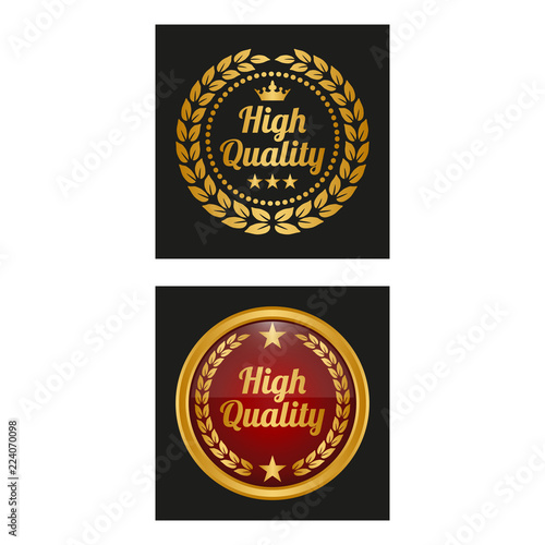 High quality labels with laurel wreath in two versions.
