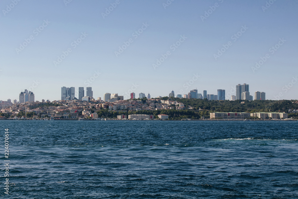 View of Bosphorus and European side in Istanbul. It is a sunny summer day. Skyscrapers are also in the view. View of Bosphorus and European side in Istanbul. It is a sunny summer day. Skyscrapers are also in the view.