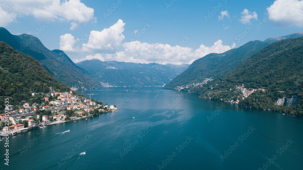 Como Lake Italy Drone flight summer time