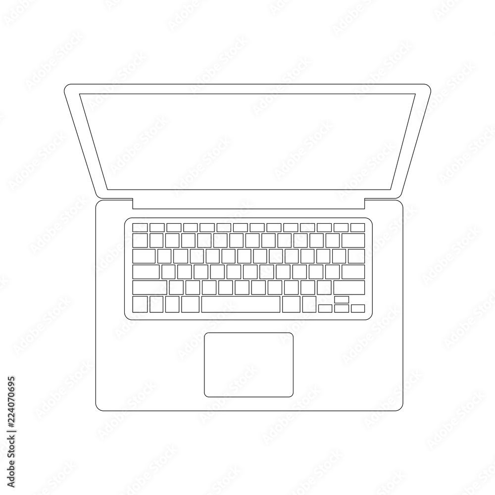 laptop vector illustration  lining draw  front 