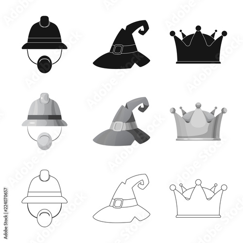 Isolated object of headgear and cap symbol. Collection of headgear and accessory vector icon for stock.