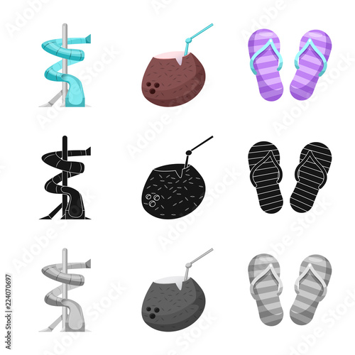 Isolated object of pool and swimming symbol. Set of pool and activity stock vector illustration.