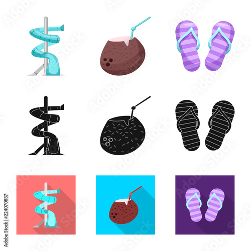 Isolated object of pool and swimming symbol. Set of pool and activity stock symbol for web.
