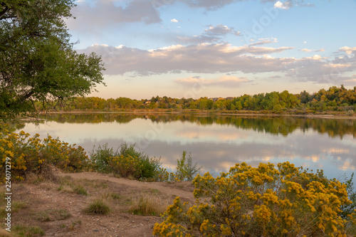 Sunset in the Wheat Ridge Green Belt, along the Clear Creek Trail, Wheat Ridge Colorado, USA.