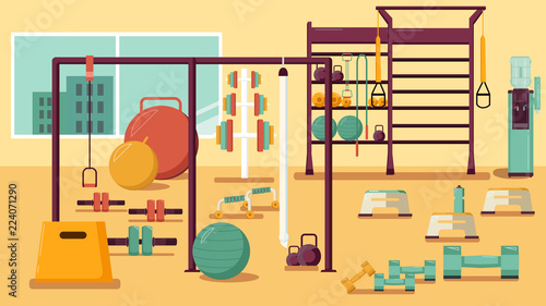 Gym Colorful Flat Illustration Vector Healthy Workout
