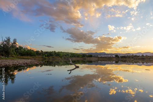 Sunset in the Wheat Ridge Green Belt, along the Clear Creek Trail, Wheat Ridge Colorado, USA.