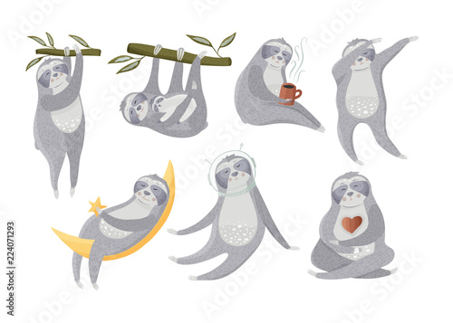 Lazy tropical sloth collection.