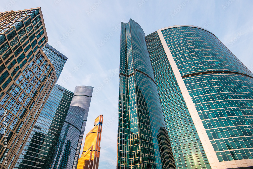 Modern architecture, futuristic skyscrapers buildings in business center in Moscow city