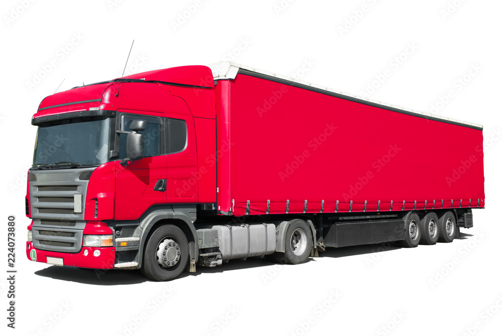Red truck on white background Stock Photo | Adobe Stock