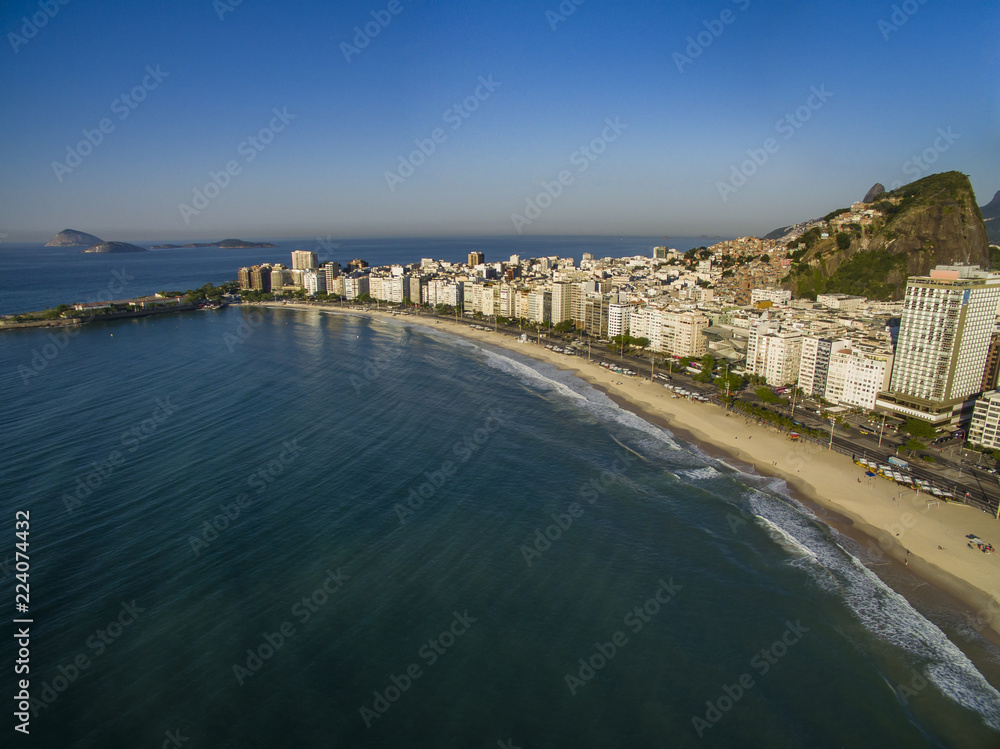 The most famous beach in the world. Copacabana beach. Rio de Janeiro city. Brazil South America. 