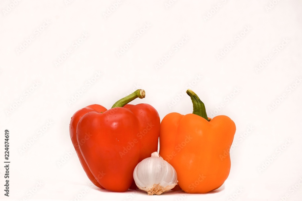 red and orange pepper with garlic red and orange pepper with garlic