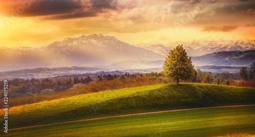 autumn sunset landscape