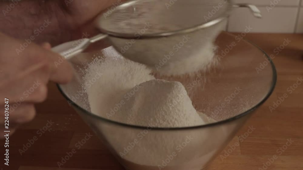 Sieving flour (ending) Sieving flour (ending)
