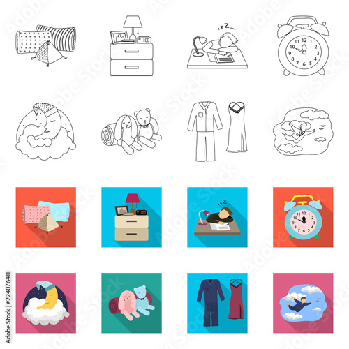 Isolated object of dreams and night sign. Collection of dreams and bedroom vector icon for stock.