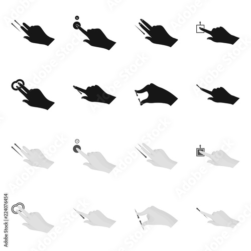 Isolated object of touchscreen and hand icon. Set of touchscreen and touch stock vector illustration.