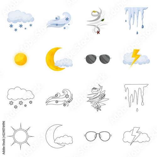 Isolated object of weather and climate icon. Set of weather and cloud stock symbol for web.
