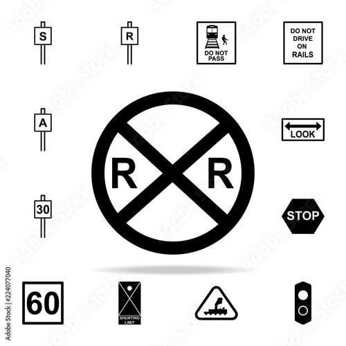 railroad crossing icon. Railway Warnings icons universal set for web and mobile